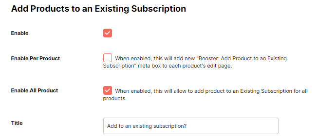 Existing Subscription