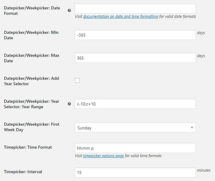 WooCommerce Checkout Custom Fields - Admin Settings - Datepicker Weekpicker Timepicker Options