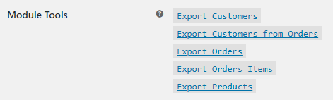 WooCommerce Export Tools - Module Tools