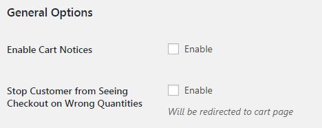 WooCommerce Order Min Max Quantities - Admin Settings - General Options