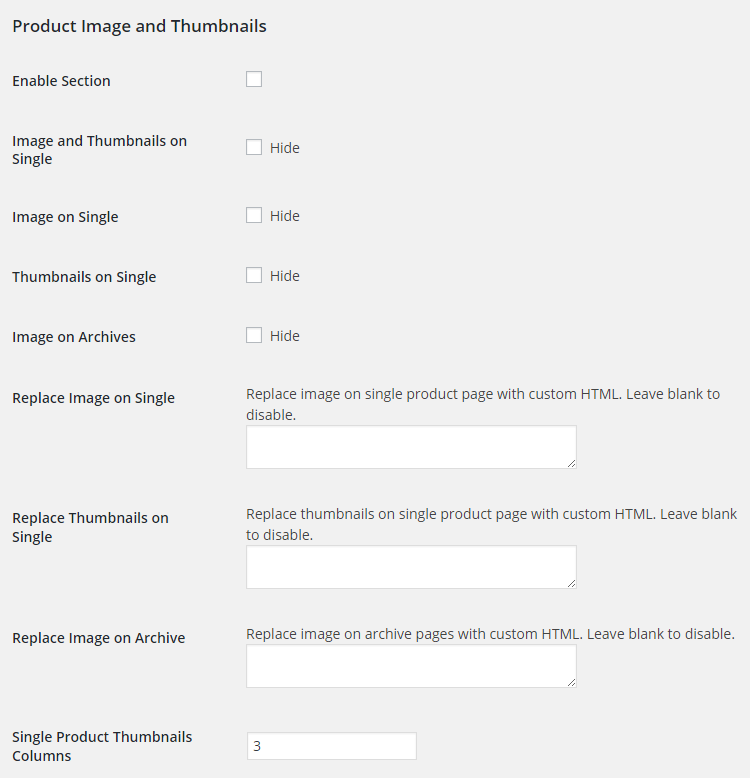 WooCommerce Product Images - Admin Settings - Product Image and Thumbnails