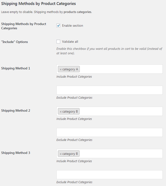 WooCommerce Shipping Methods by Products - Usage Example 1