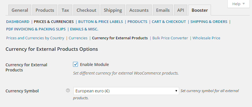WooCommerce Currency for External Products