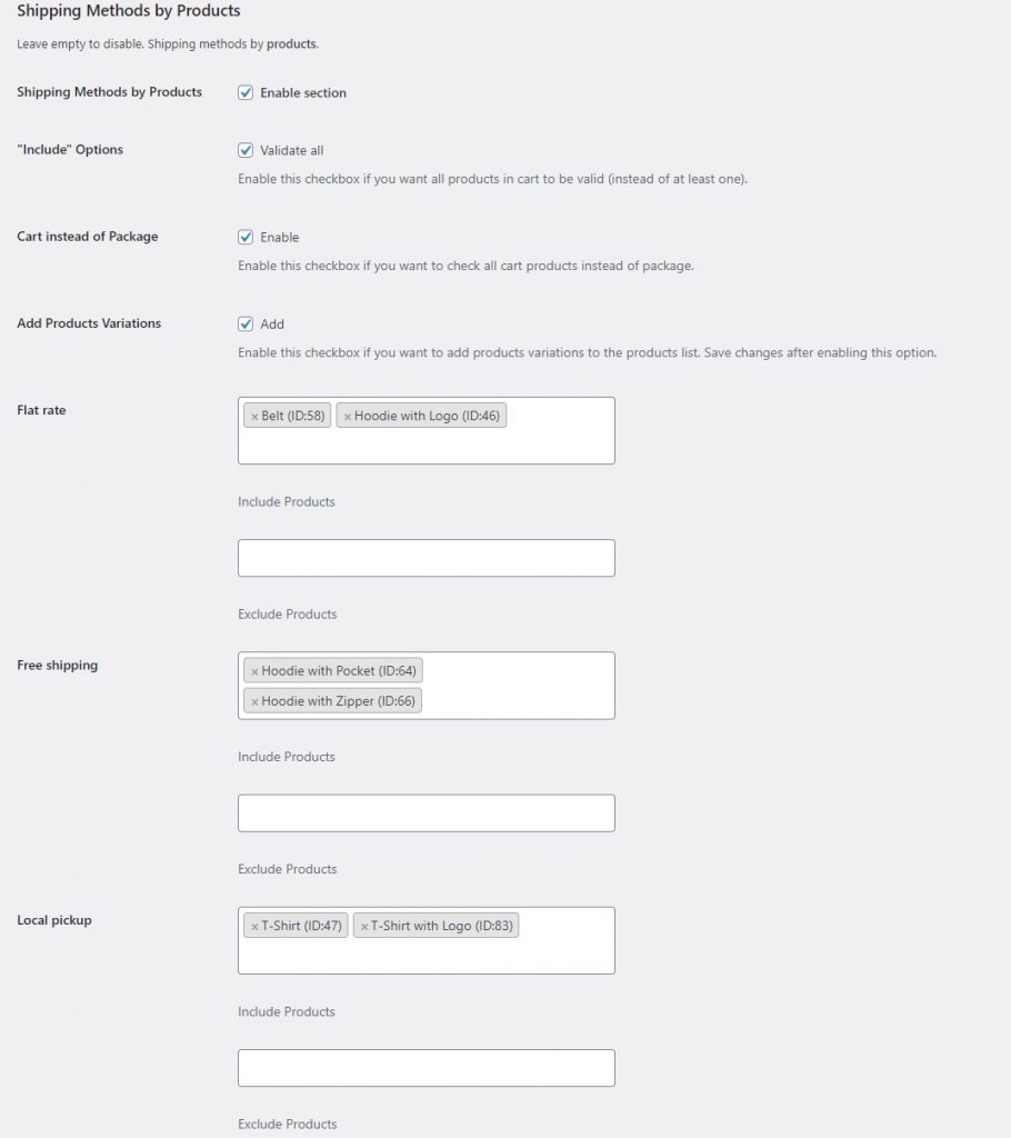 Configure WooCommerce free shipping per product module settings
