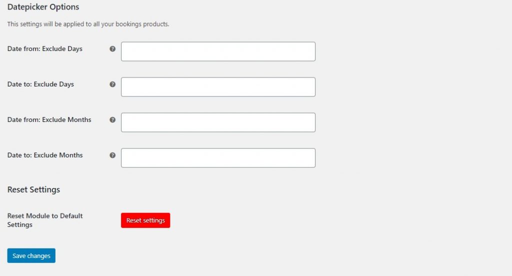 Bookings module settings