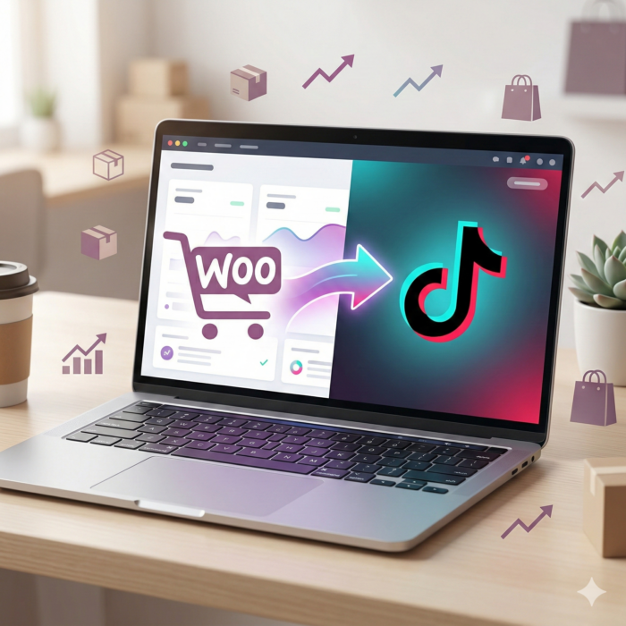 WooCommerce seller expanding to TikTok Shop — e-commerce dashboard showing multi-channel selling with product sync and account health monitoring