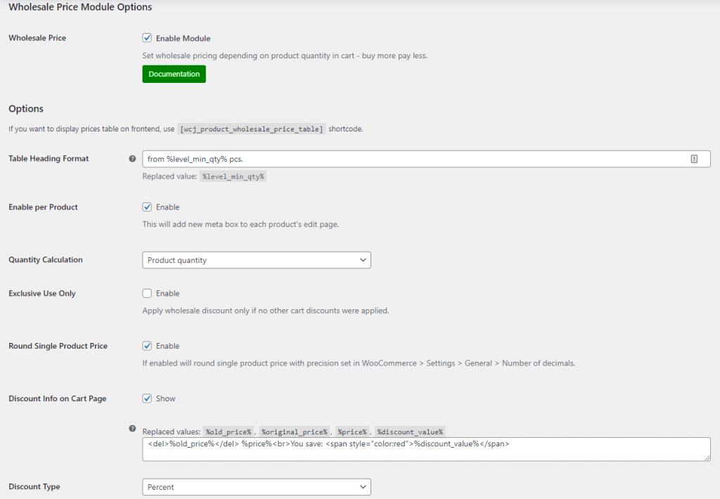 Module settings