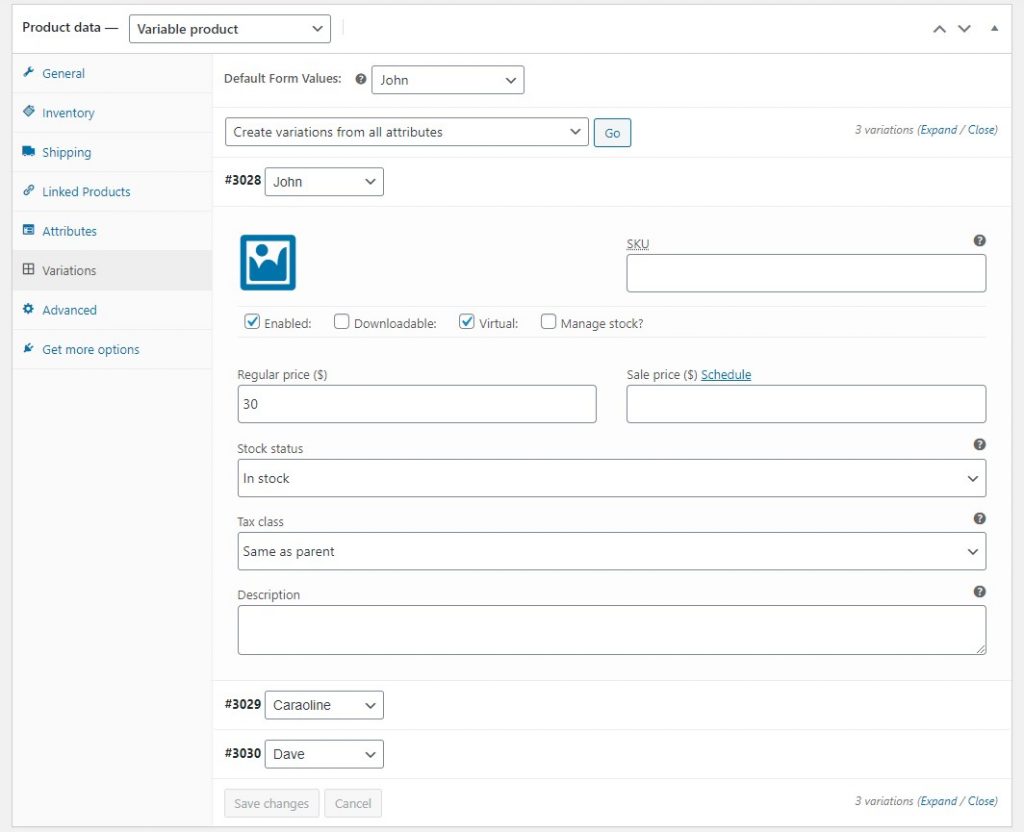 Variation prices to sell bookings with WooCommerce